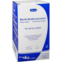 Abbildung: Mullkompressen 10x20 cm steril 8-fach 25X2 St, Kompressen PZN 04317998