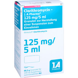 Abbildung: Clarithromycin 1A Ph.125mg / 5 100 ml, Granulat zur Herstellung einer Suspension zum Einnehmen PZN 04332176