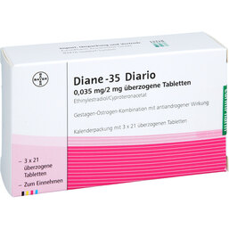 Abbildung: Diane 35 überzogene Tabletten 3X21 St, Überzogene Tabletten PZN 04333951