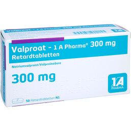Abbildung: Valproat 1A Pharma 300 mg Retardtabletten 50 St, Retard-Tabletten PZN 04343820