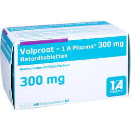 Abbildung: Valproat 1A Pharma 300 mg Retardtabletten 100 St, Retard-Tabletten PZN 04343837
