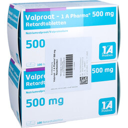 Abbildung: Valproat 1A Pharma 500 mg Retardtabletten 200 St, Retard-Tabletten PZN 04344044
