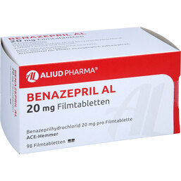 Abbildung: Benazepril AL 20 mg Filmtabletten 98 St, Filmtabletten PZN 04351736