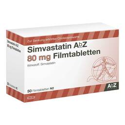 Abbildung: Simvastatin AbZ 80 mg Filmtabletten 50 St, Filmtabletten PZN 04365170
