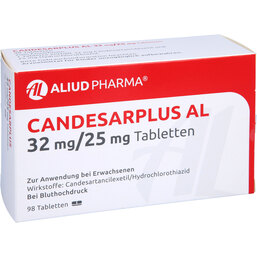 Abbildung: Candesarplus AL 32 mg / 25 mg Tabletten 98 St, Tabletten PZN 04369742