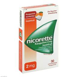 Abbildung: Nicorette 2 mg freshfruit Kaugummi 30 St, Kaugummi PZN 04370219