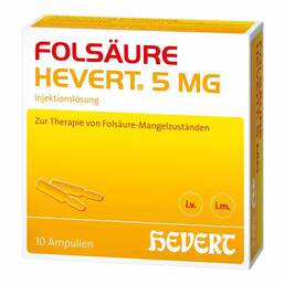 Abbildung: Folsäure Hevert 5 mg Ampullen 10X2 ml, Ampullen PZN 04375429 