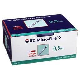 Abbildung: BD Micro-Fine + U 100 Ins.Spr. 12,7 mm Spritzen, 100X0.5 ml PZN 04400156