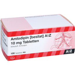 Abbildung: Amlodipin besilat AbZ 10 mg Tabletten 100 St, Tabletten PZN 04400251