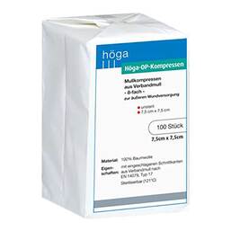 Abbildung: Höga OP Kompressen 7,5x7,5cm 8fach unsteril 100 St, Kompressen PZN 04401664
