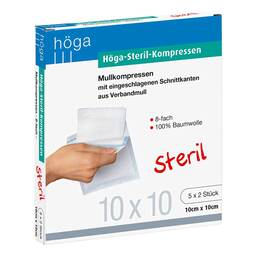 Abbildung: Höga Steril Kompressen 10x10cm 8fach 5X2 St, Kompressen PZN 04401871