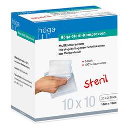 Abbildung: Höga Steril Kompressen 10x10cm 8fach Kompressen, 25X2 St PZN 04401919
