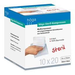 Abbildung: Höga Steril Kompressen 10x20cm 8fach 25X2 St, Kompressen PZN 04401925