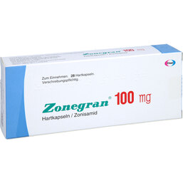 Abbildung: Zonegran 100 mg Hartkapseln 28 St, Hartkapseln PZN 04407282