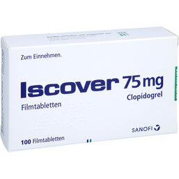 Abbildung: Iscover 75 mg Filmtabletten 100 St, Filmtabletten PZN 04408092