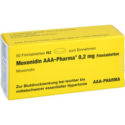 Abbildung: Moxonidin AAA Pharma 0,2 mg Filmtabletten 50 St, Filmtabletten PZN 04411556