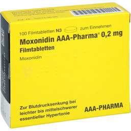 Abbildung: Moxonidin AAA Pharma 0,2 mg Filmtabletten 100 St, Filmtabletten PZN 04411562