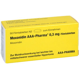 Abbildung: Moxonidin AAA Pharma 0,3 mg Filmtabletten 50 St, Filmtabletten PZN 04411585