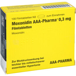 Abbildung: Moxonidin AAA Pharma 0,3 mg Filmtabletten 100 St, Filmtabletten PZN 04411591