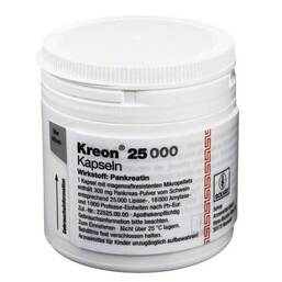 Abbildung: Kreon 25.000 Hartkapseln mit magensaftresistent überzogene Pellets Hartkapseln mit magensaftresistent überzogenen Pellets, 100 St PZN 04437998