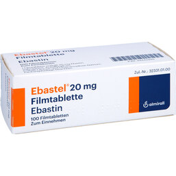 Abbildung: Ebastel 20 mg Filmtabletten 100 St, Filmtabletten PZN 04445940