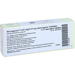 Abbildung: Microgynon 21 überzogene Tabletten 3X21 St, Überzogene Tabletten PZN 04447086