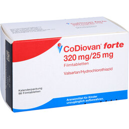 Abbildung: Codiovan forte 320 mg / 25 mg Filmtabletten 98 St, Filmtabletten PZN 04460566