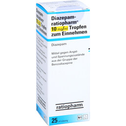 Abbildung: Diazepam ratiopharm 10 mg / ml Tropfen zum Einnehmen 25 ml, Tropfen zum Einnehmen PZN 04464073