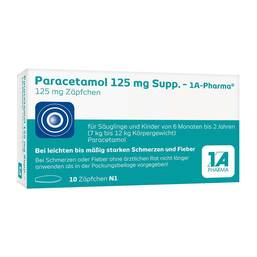 Abbildung: Paracetamol 125 mg Suppositorien 1A Pharma Suppositorien, 10 St PZN 04478135