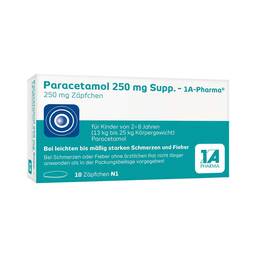 Abbildung: Paracetamol 250 mg Suppositorien 1A Pharma Suppositorien, 10 St PZN 04478187