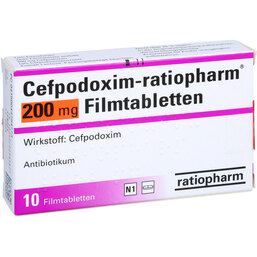 Abbildung: Cefpodoxim ratiopharm 200 mg 10 St, Filmtabletten PZN 04478477