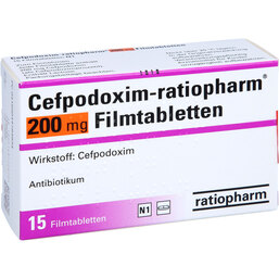 Abbildung: Cefpodoxim ratiopharm 200 mg 15 St, Filmtabletten PZN 04478483