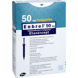 Abbildung: Enbrel 50 mg Injektionslösung in einer Fertigspritze 4 St, Injektionslösung PZN 04492419