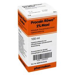 Abbildung: Procain Röwo 2% Maxi Injektionsflaschen Injektionsflaschen, 100 ml PZN 04494022