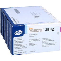 Abbildung: Inspra 25 mg Filmtabletten 100 St, Filmtabletten PZN 04511111