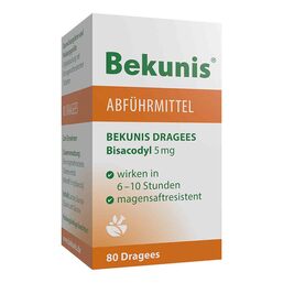 Abbildung: Bekunis Dragees Bisacodyl 5 mg 80 St, Tabletten magensaftresistent PZN 04512027