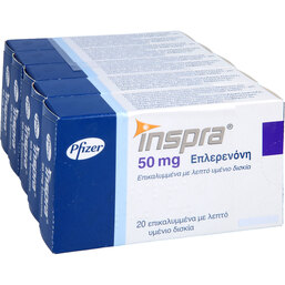 Abbildung: Inspra 50 mg Filmtabletten 100 St, Filmtabletten PZN 04513682