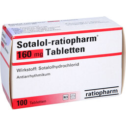 Abbildung: Sotalol ratiopharm 160 mg Tabletten 100 St, Tabletten PZN 04524289