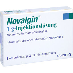 Abbildung: Novalgin 1 g-Injektionslösung Ampullen 5X2 ml, Injektionslösung PZN 04527098
