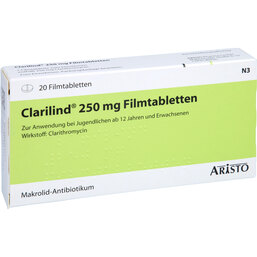 Abbildung: Clarilind 250 mg Filmtabletten 20 St, Filmtabletten PZN 04531237