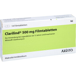 Abbildung: Clarilind 500 mg Filmtabletten 14 St, Filmtabletten PZN 04531243