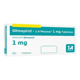 Abbildung: Glimepirid 1A Pharma 1 mg Tabletten 30 St, Tabletten PZN 04537642