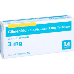 Abbildung: Glimepirid 1A Pharma 3 mg Tabletten 30 St, Tabletten PZN 04537688