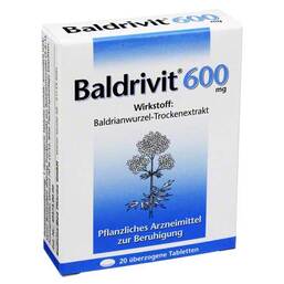 Abbildung: Baldrivit 600 mg überzogene Tabletten Überzogene Tabletten, 20 St PZN 04552819