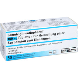 Abbildung: Lamotrigin ratiopharm 100 mg Tabletten 50 St, Tablette zur Herstellung einer Suspension zum Einnehmen PZN 04623732