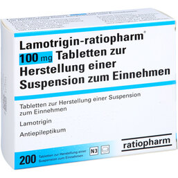 Abbildung: Lamotrigin ratiopharm 100 mg Tabletten 200 St, Tablette zur Herstellung einer Suspension zum Einnehmen PZN 04623755