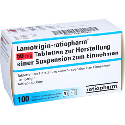 Abbildung: Lamotrigin ratiopharm 50 mg Tabletten 100 St, Tablette zur Herstellung einer Suspension zum Einnehmen PZN 04625530