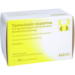 Abbildung: Tamsulosin Esparma 0,4 mg Hartk.verä.Wst.-Frs. 100 St, Hartkapseln mit veränderter Wirkstofffreisetzung PZN 04631683