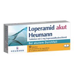 Abbildung: Loperamid akut Heumann Tabletten Tabletten, 10 St PZN 04633535