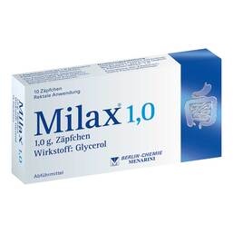 Abbildung: Milax 1,0 Suppositorien 10 St, Suppositorien PZN 04647595